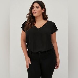Torrid Georgette Embroidered Tulip Sleeve Blouse